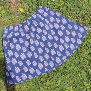 Blue Birds and Birdcages Mid-Length Skirt